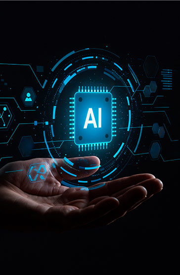 Image in tabblad Hand die AI omarmt
